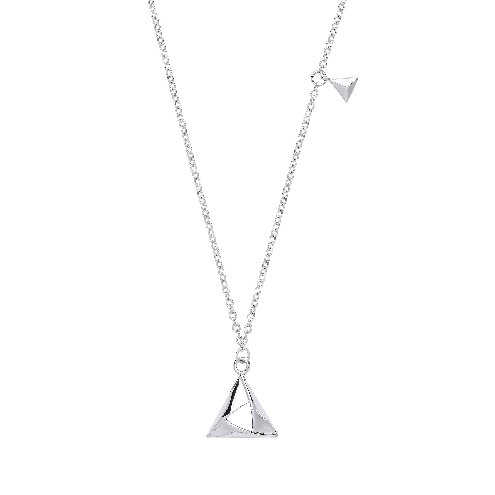 Silver  Triangle Hamantaschen Charm Necklace 18 inch - GVK255