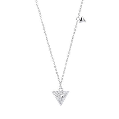 Silver  CZ Triangle Hamantaschen Charm Necklace 18 inch - GVK257