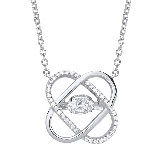 Silver  CZ Love Heart Atom Celtic Knot Charm Necklace 18 inch - GVK266