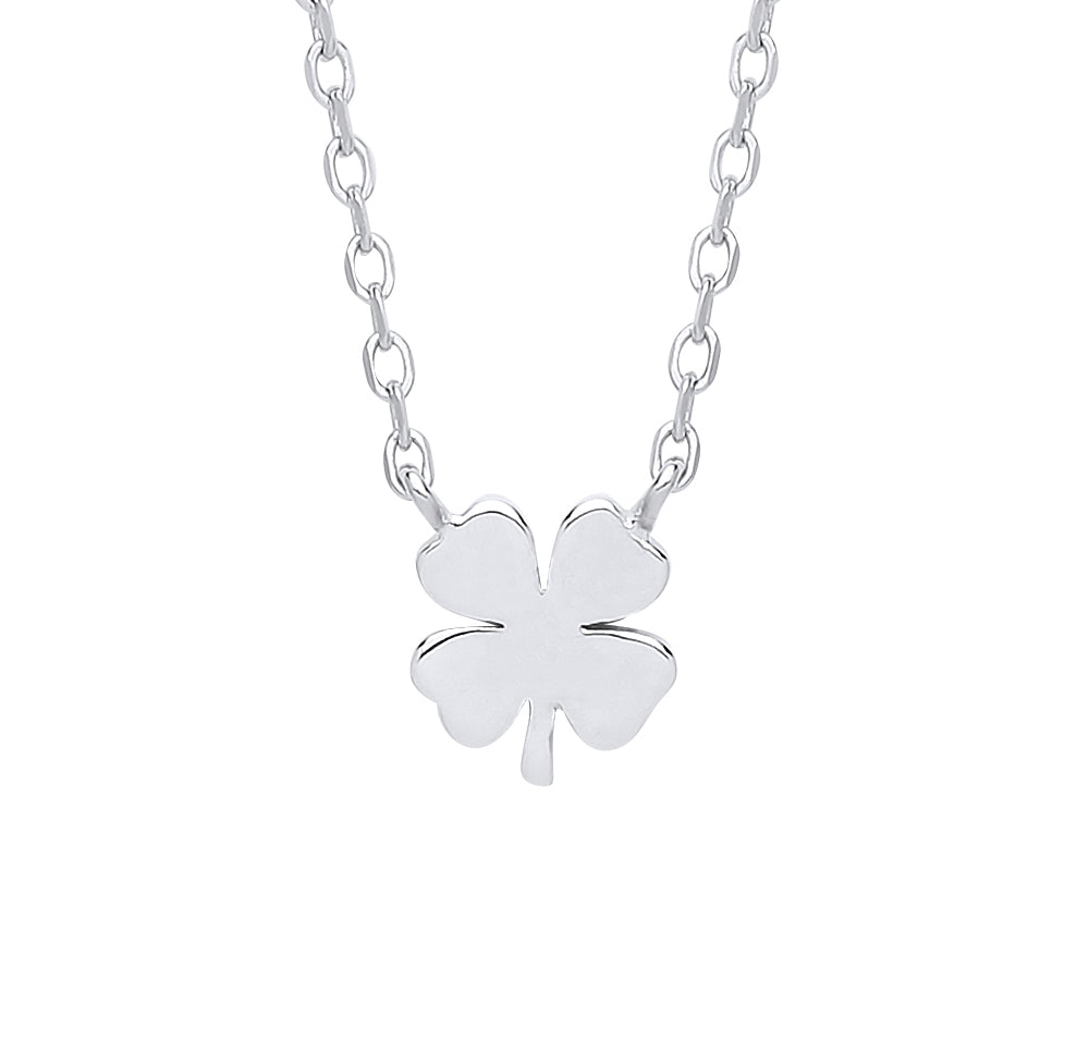 Silver  4 Leaf Clover Charm Necklace 16 inch - GVK275