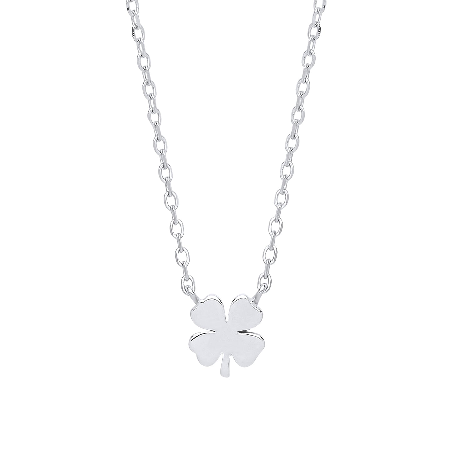 Silver  4 Leaf Clover Charm Necklace 16 inch - GVK275