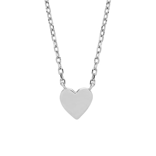 925 Sterling Silver  Petite Love Heart Charm Necklace 16 + 2 inch - GVK277RH