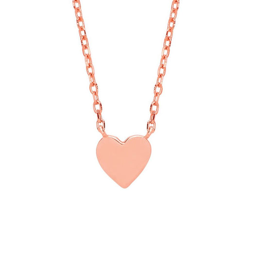 Rose Silver  Love Heart Charm Necklace 16 inch - GVK278
