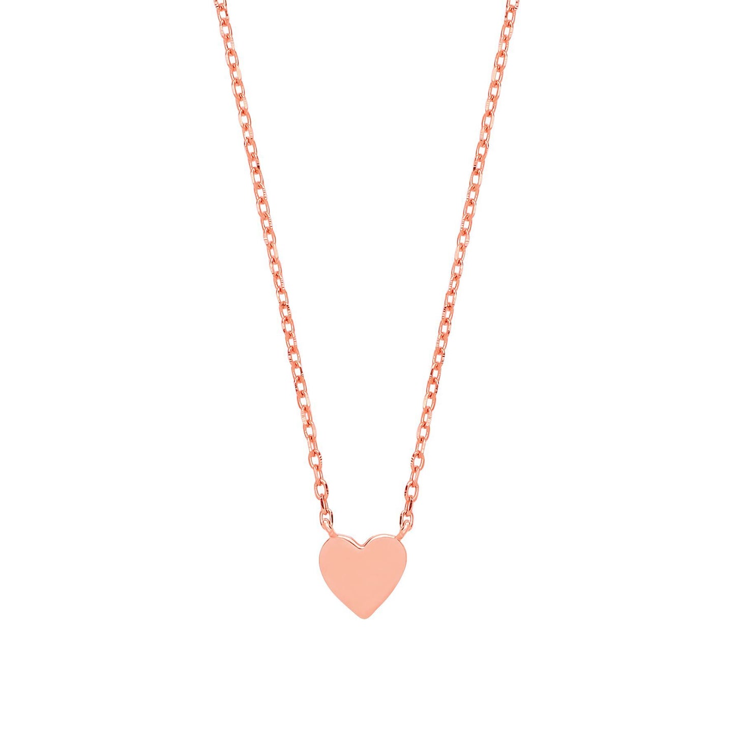 Rose Silver  Love Heart Charm Necklace 16 inch - GVK278