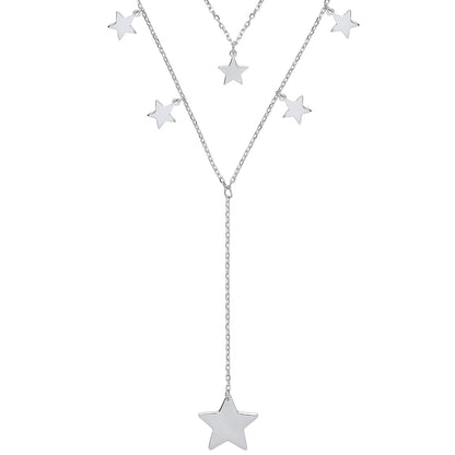 Silver  Galaxy Star Cluster Charm Necklace 16 inch - GVK279