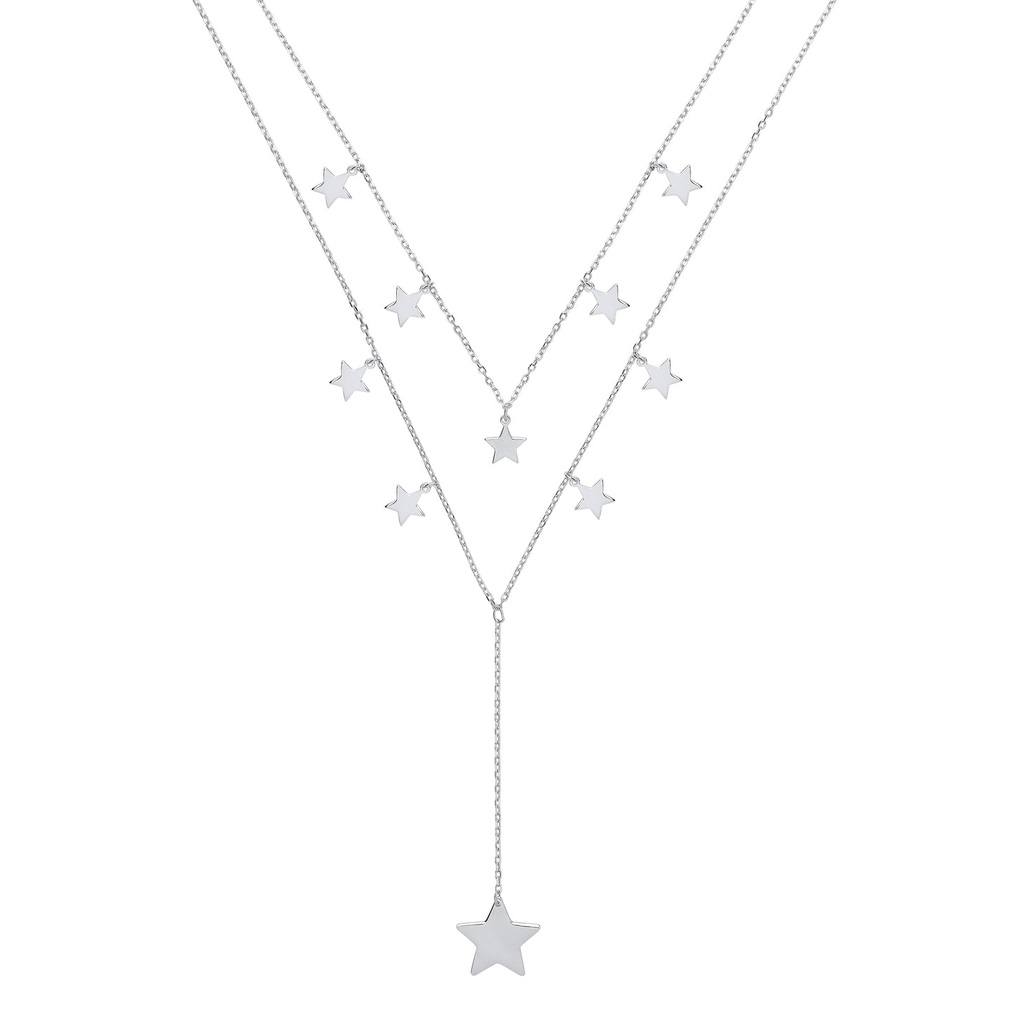 Silver  Galaxy Star Cluster Charm Necklace 16 inch - GVK279
