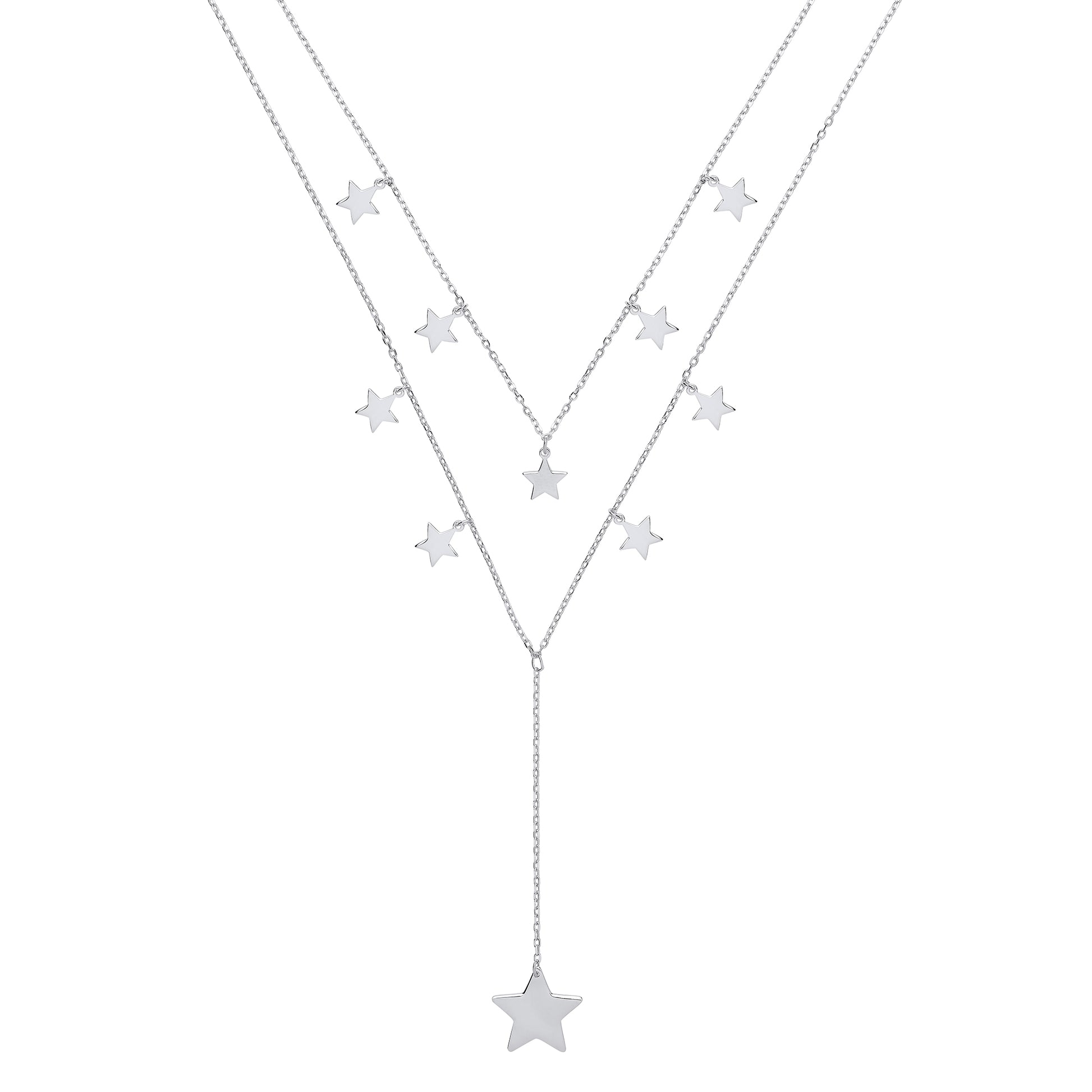 Silver  Galaxy Star Cluster Charm Necklace 16 inch - GVK279