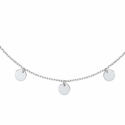 Silver  Raindrop Discs Medallion Necklace 16 inch - GVK280