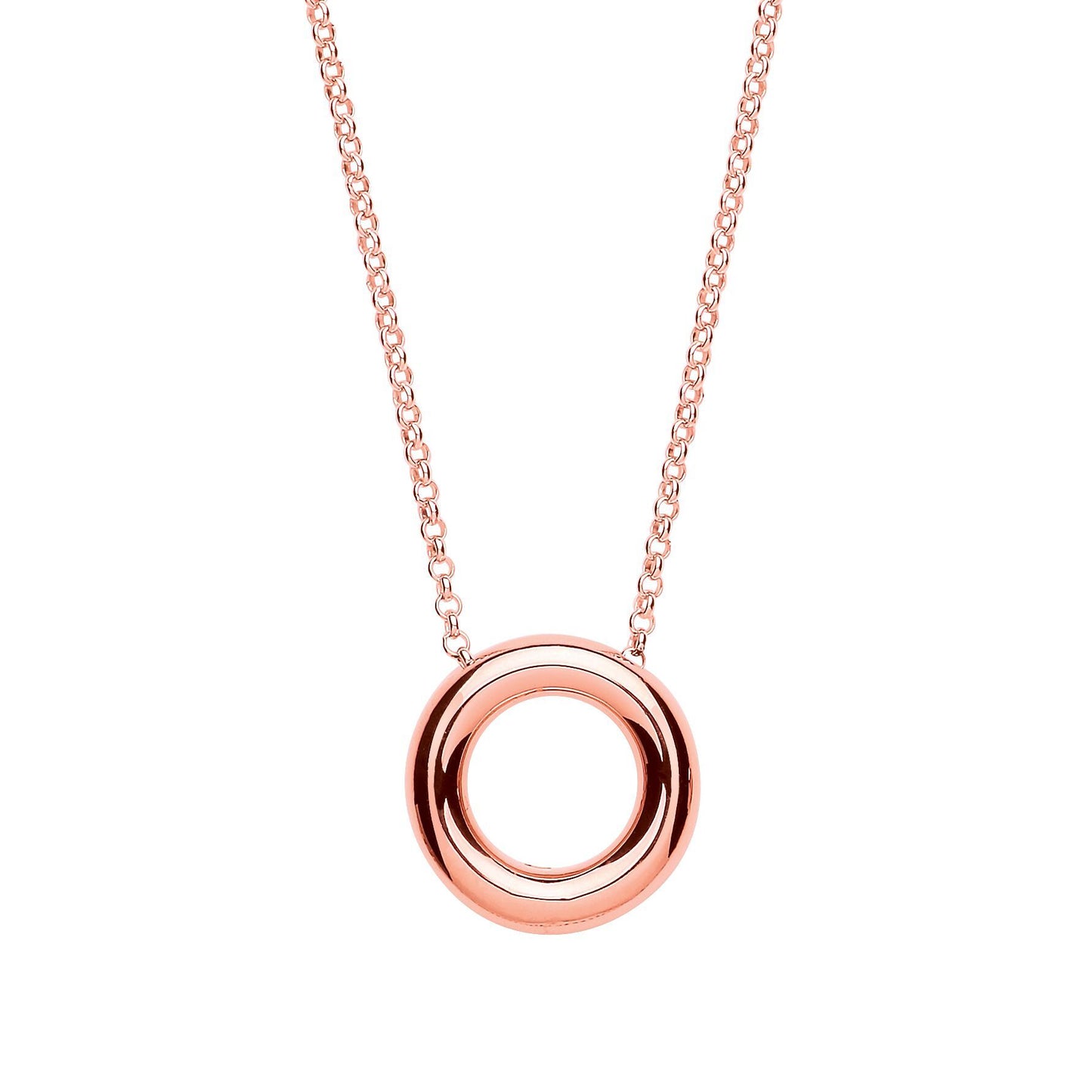 Rose Silver  Glazed Donut Ring Charm Necklace 16 inch - GVK284