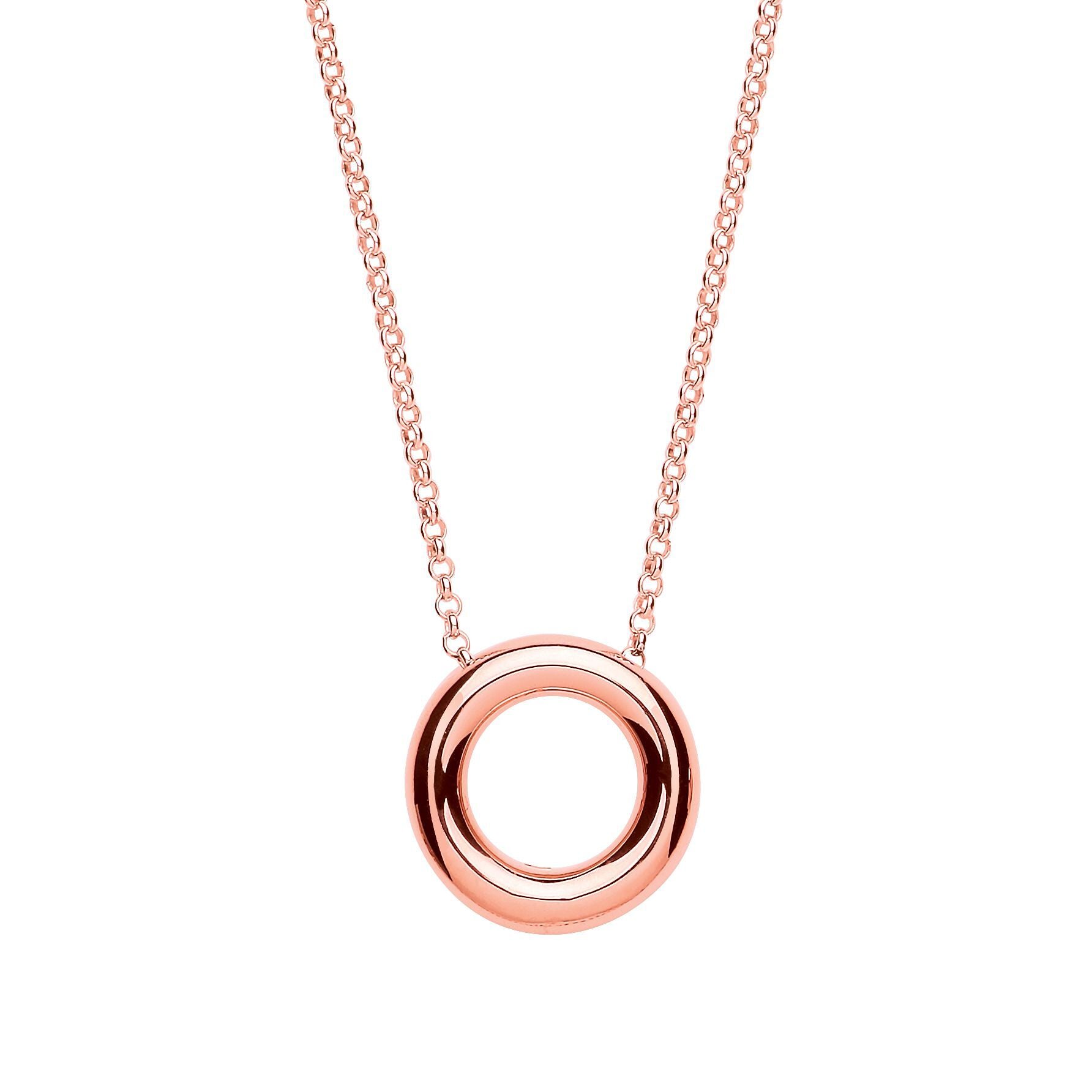 Rose Silver  Glazed Donut Ring Charm Necklace 16 inch - GVK284