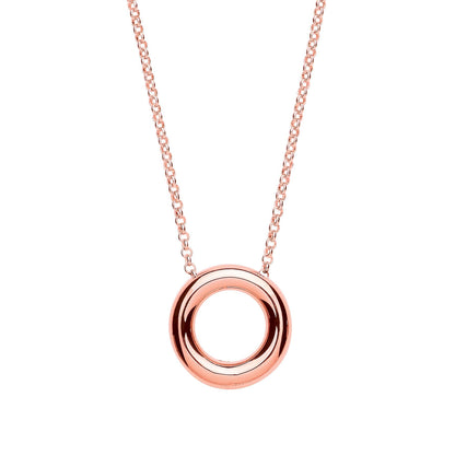 Rose Silver  Glazed Donut Ring Charm Necklace 16 inch - GVK284