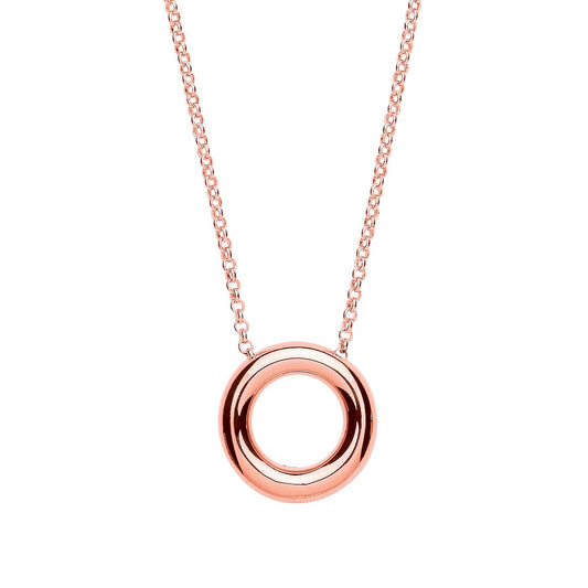 Rose Silver  Glazed Donut Ring Charm Necklace 16 inch - GVK284