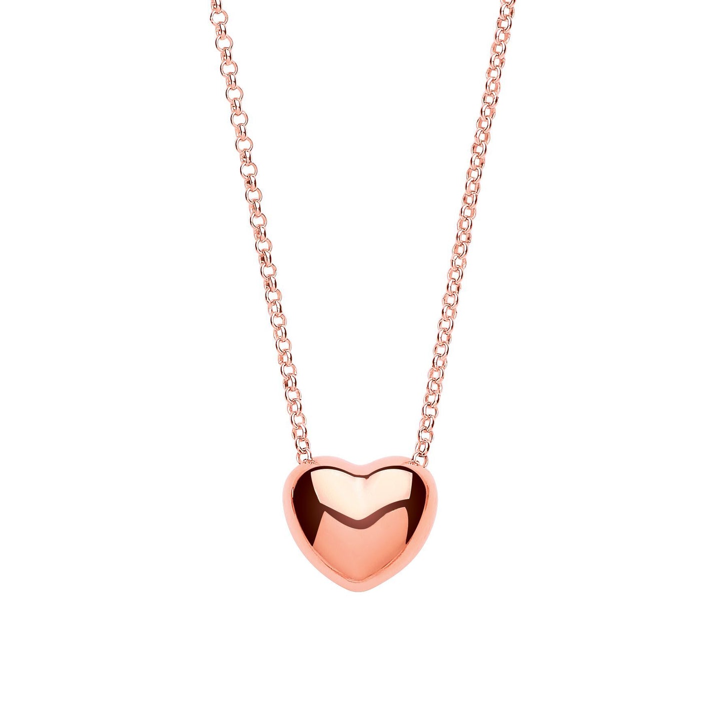 Rose Silver  Bubbly 3D Love Heart Charm Necklace 16 inch - GVK285