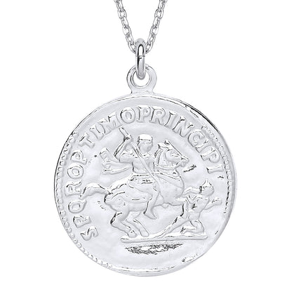 Silver  SPQR OPTIMO PRINCIPI & IMP TRAIANO Medallion Necklace 18" - GVK290