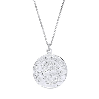 Silver  SPQR OPTIMO PRINCIPI & IMP TRAIANO Medallion Necklace 18" - GVK290