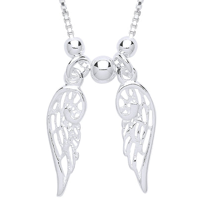 Silver  Angel Wings Charm Necklace 16 inch - GVK291
