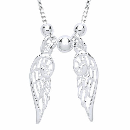Silver  Angel Wings Charm Necklace 16 inch - GVK291