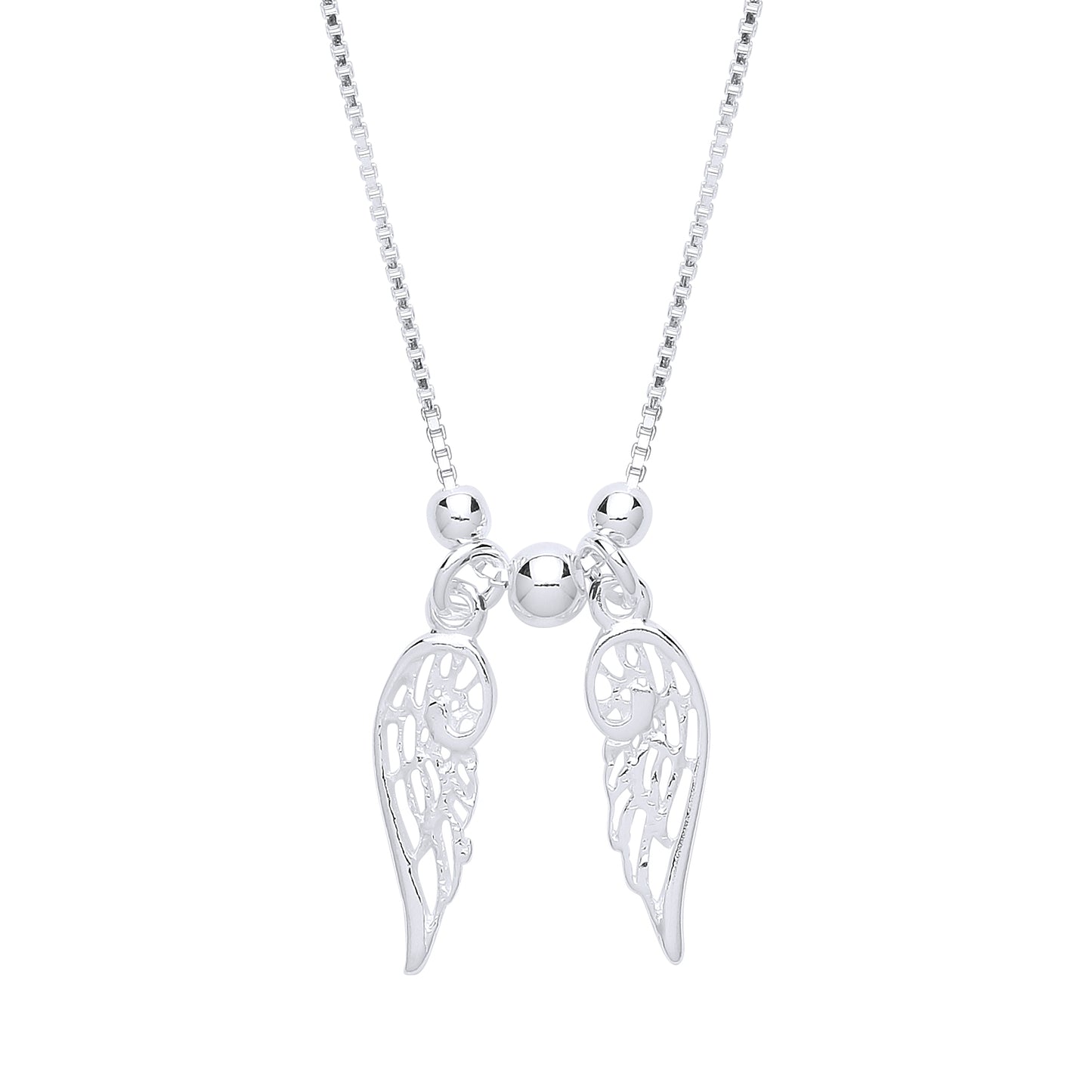 Silver  Angel Wings Charm Necklace 16 inch - GVK291
