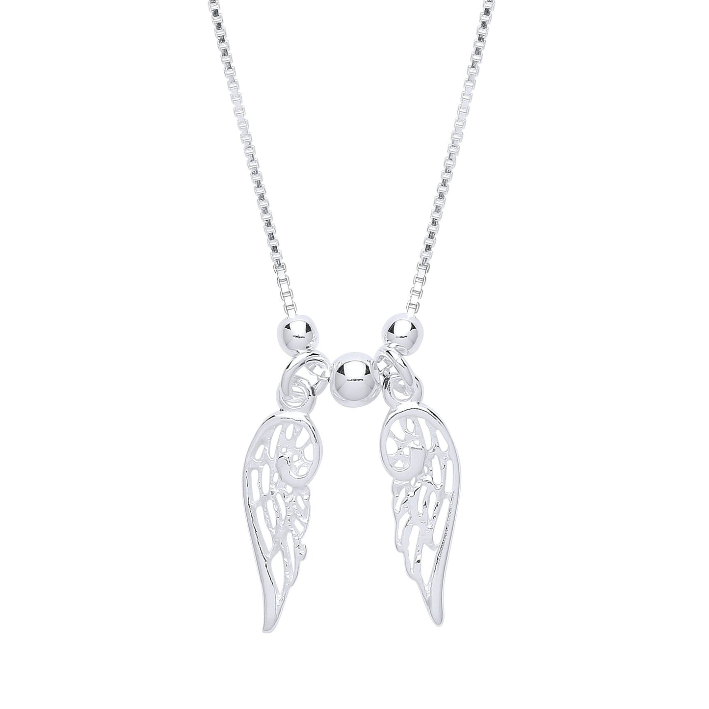 Silver  Angel Wings Charm Necklace 16 inch - GVK291