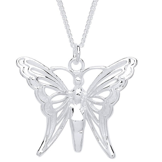 Silver Butterfly Charm Necklace 16 inch - GVK294