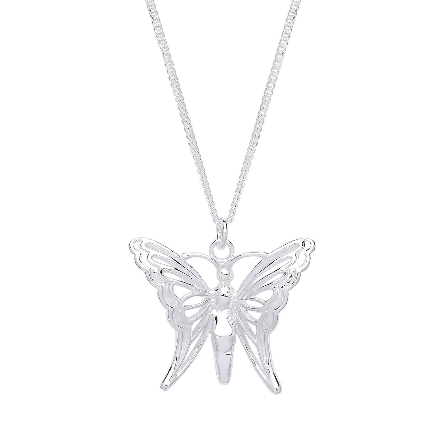 Silver  Butterfly Charm Necklace 16 inch - GVK294