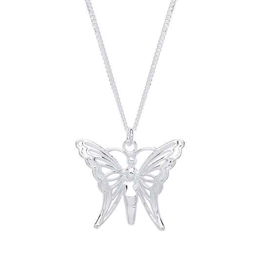 Silver  Butterfly Charm Necklace 16 inch - GVK294