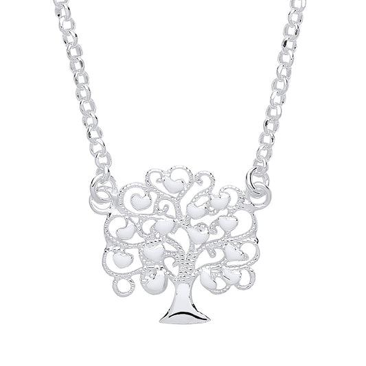 Silver  Tree of Life Charm Necklace 16 inch - GVK296