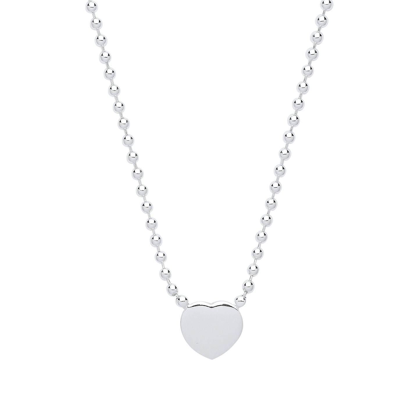 Silver  Love Heart Bead Charm Necklace 16 inch - GVK299
