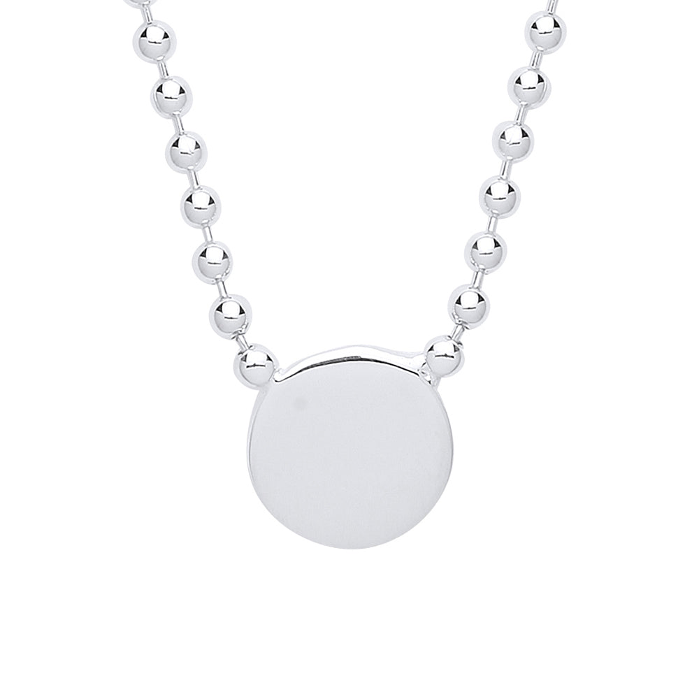Silver  Bead Chain Medallion Necklace 18 inch - GVK300