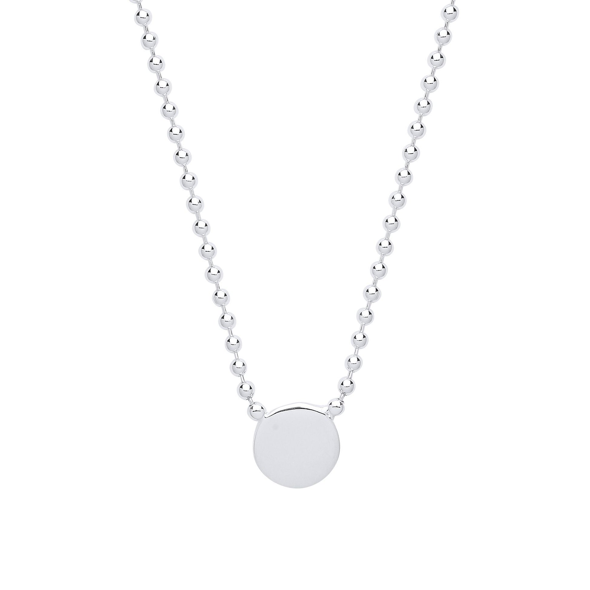 Silver  Bead Chain Medallion Necklace 18 inch - GVK300