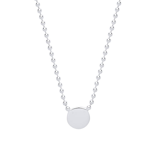 Silver  Bead Chain Medallion Necklace 18 inch - GVK300