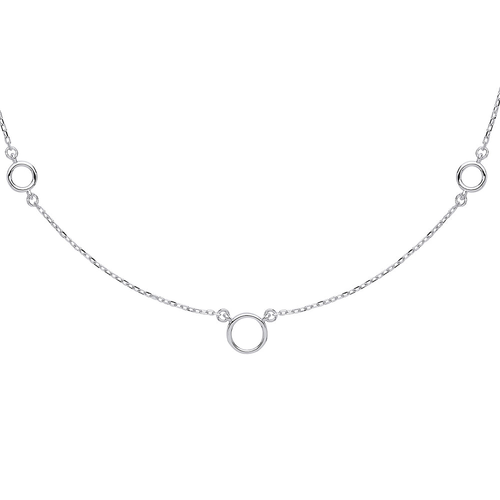 Silver  Bubbles n Rings Charm Necklace - GVK308