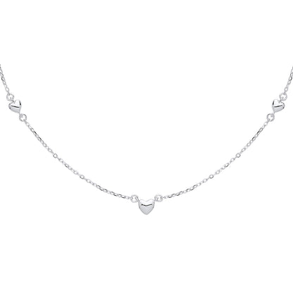 Silver  Mini 3D Love Heart Charm Necklace - GVK310