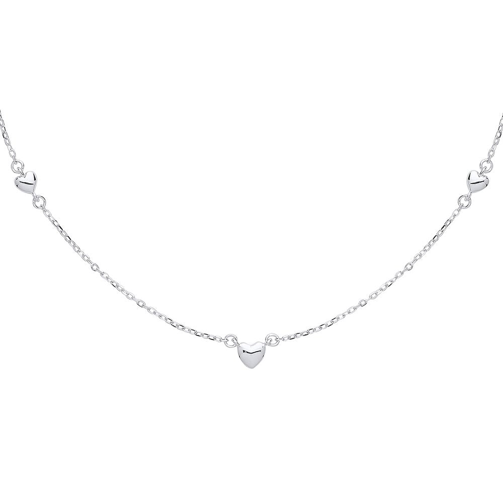 Silver  Mini 3D Love Heart Charm Necklace - GVK310