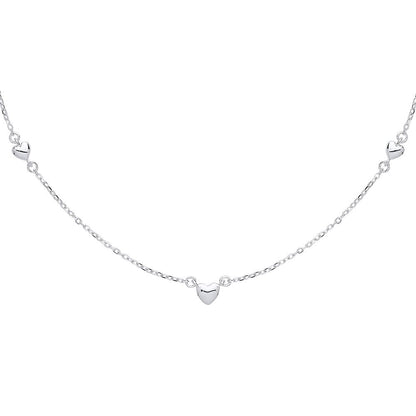 Silver  Mini 3D Love Heart Charm Necklace - GVK310