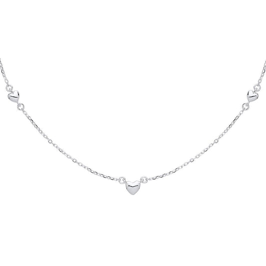 Silver  Mini 3D Love Heart Charm Necklace - GVK310