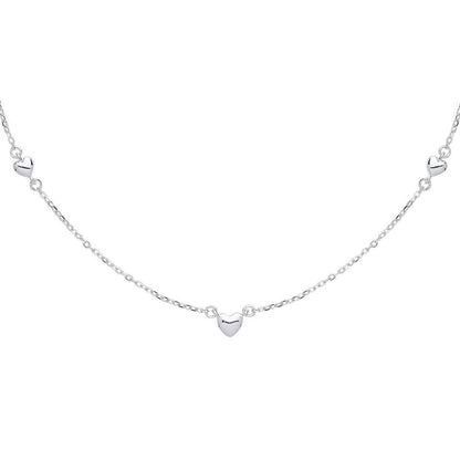 Silver  Mini 3D Love Heart Charm Necklace - GVK310