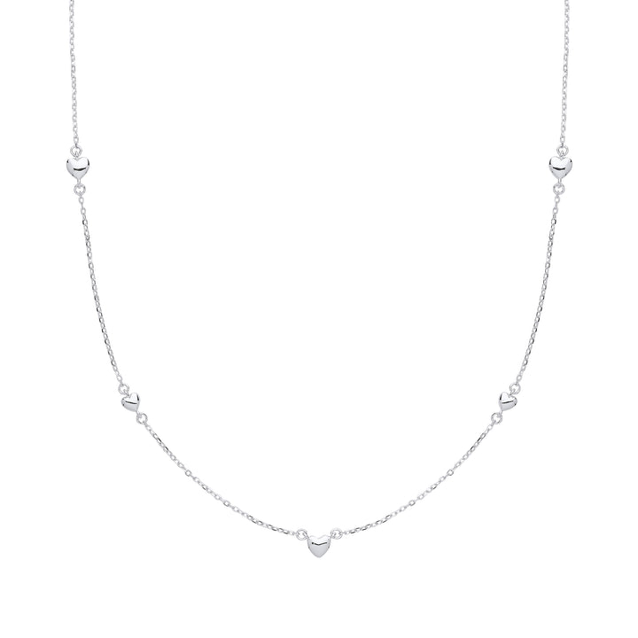 Silver  Mini 3D Love Heart Charm Necklace - GVK310