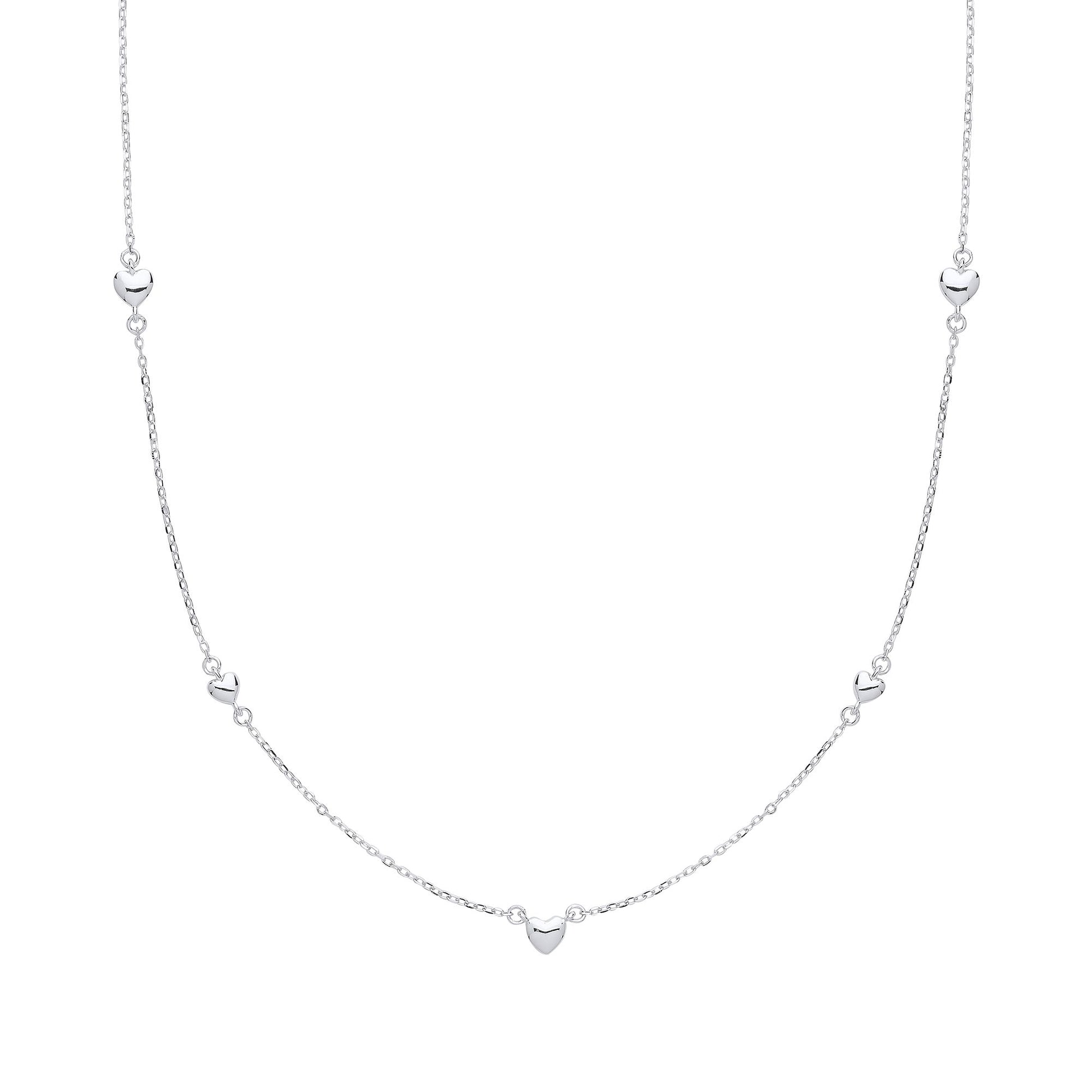 Silver  Mini 3D Love Heart Charm Necklace - GVK310