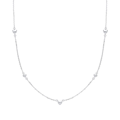 Silver  Mini 3D Love Heart Charm Necklace - GVK310