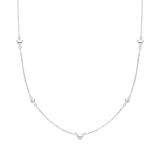 Silver  Mini 3D Love Heart Charm Necklace - GVK310