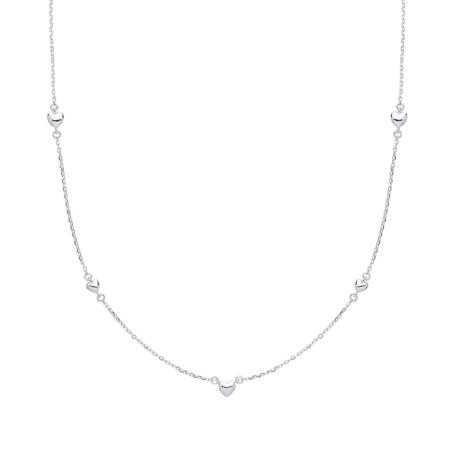 Silver  Mini 3D Love Heart Charm Necklace - GVK310