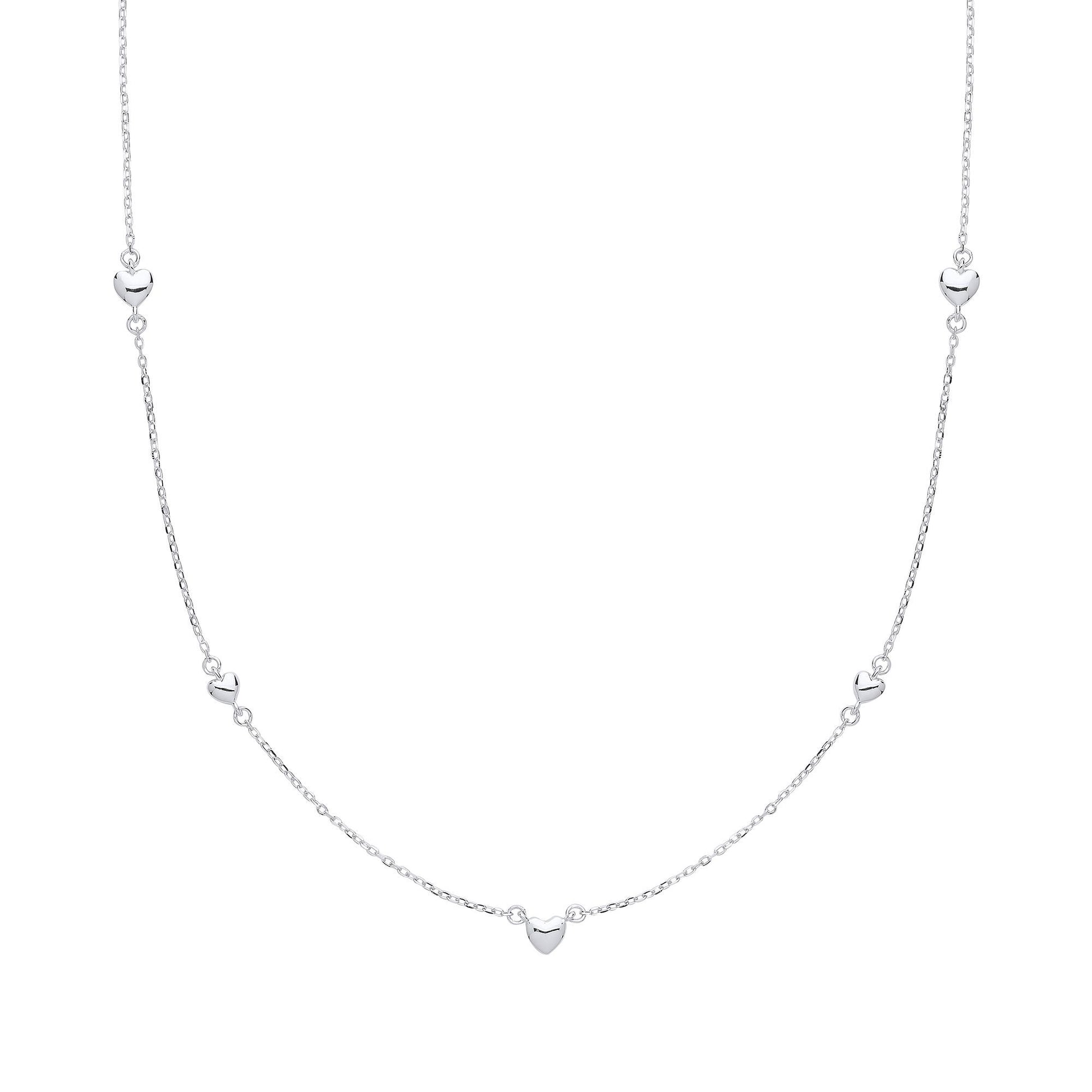 Silver  Mini 3D Love Heart Charm Necklace - GVK310