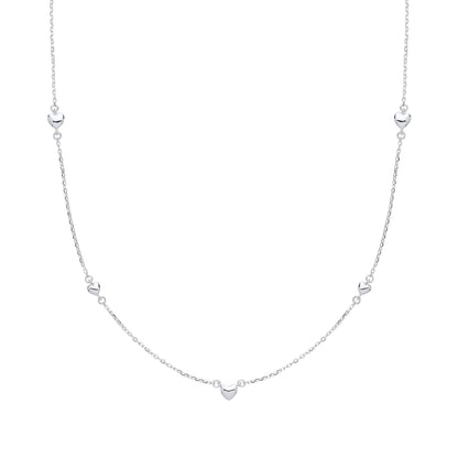 Silver  Mini 3D Love Heart Charm Necklace - GVK310