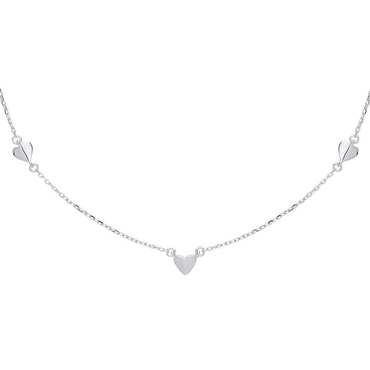 Silver  Mini Flat Love Heart Charm Necklace - GVK311