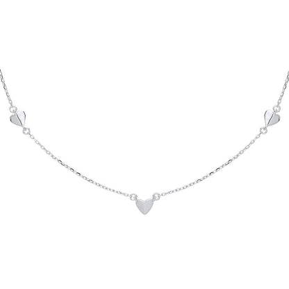 Silver  Mini Flat Love Heart Charm Necklace - GVK311