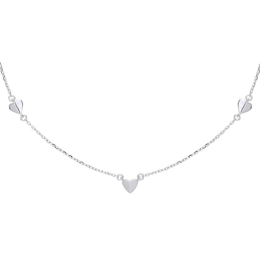 Silver  Mini Flat Love Heart Charm Necklace - GVK311