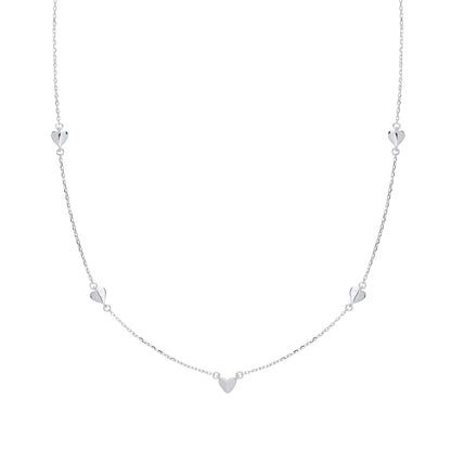 Silver  Mini Flat Love Heart Charm Necklace - GVK311