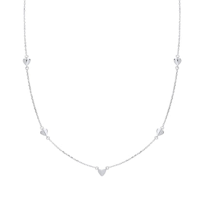 Silver  Mini Flat Love Heart Charm Necklace - GVK311