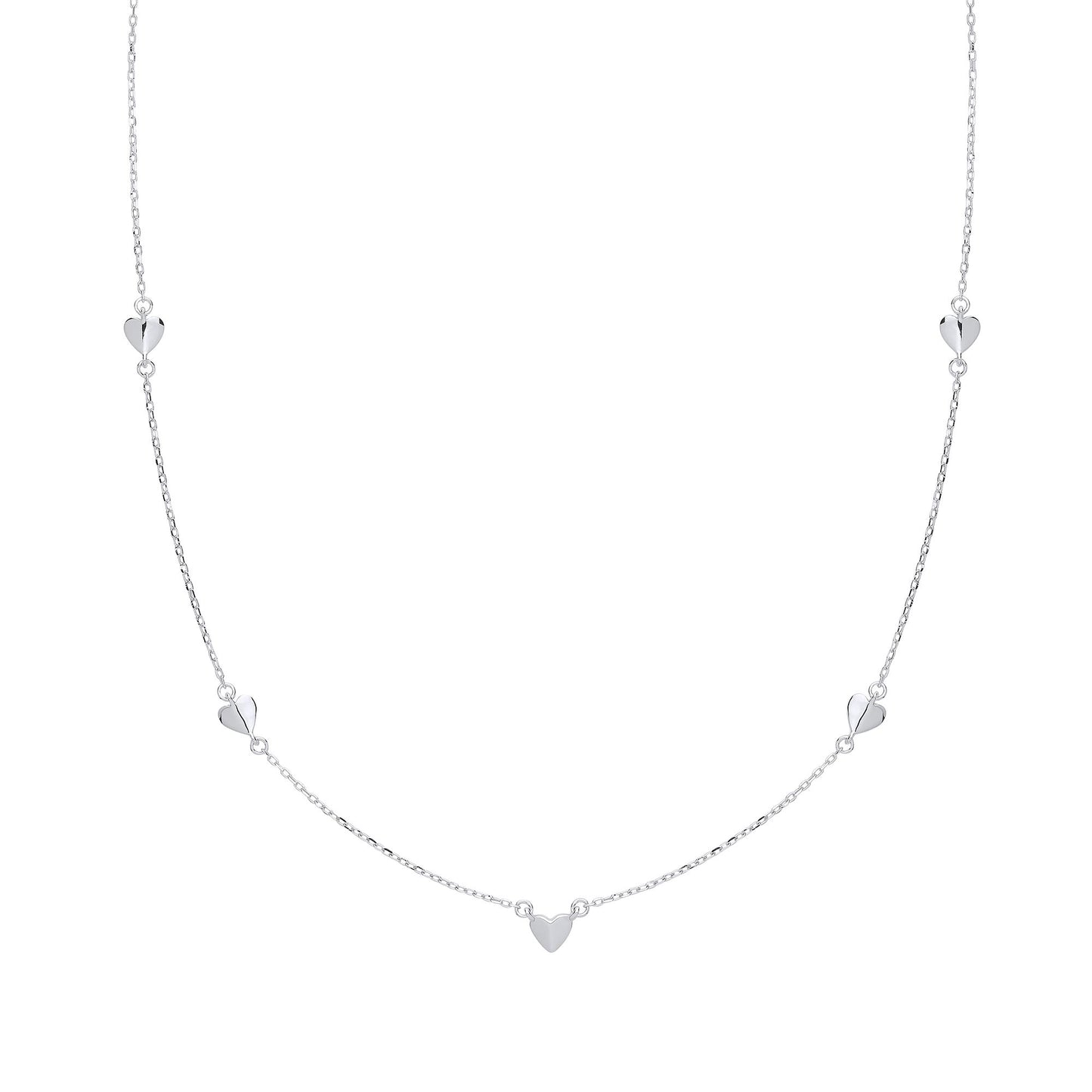 Silver  Mini Flat Love Heart Charm Necklace - GVK311